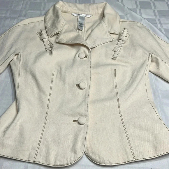 DVF blazer,fitted,cropped,tie ribbon,cream color,cotton,stylish, EC - Picture 4 of 13